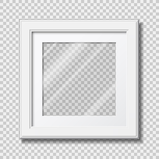 Mockup modern houten frame voor foto of afbeeldingen met transparant glas