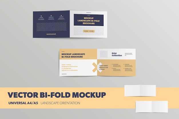 Vector mockup of open bifolds front and back universal booklets a4 a5 isolated on the background