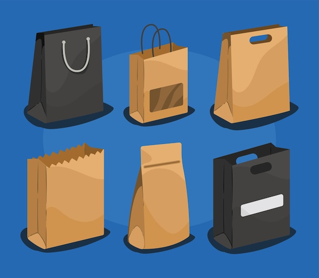 Mockup paper bags icons