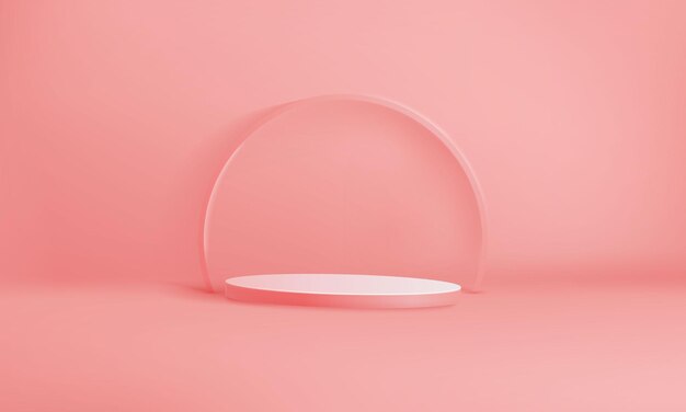 Mockup platform pink geometrical forms for product presentation. vector