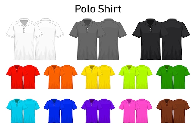 Vettore set collezione di colori mockup polo shirt