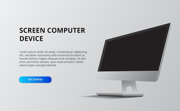 Mockup-product voor computerscherm. apparaat isometrisch voor bestemmingspagina en presentatie