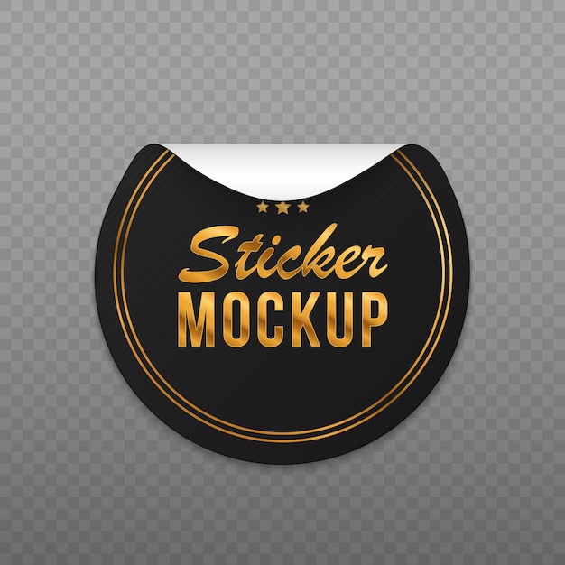 Mockup realistic paper round sticker Black round paper adhesive sticker