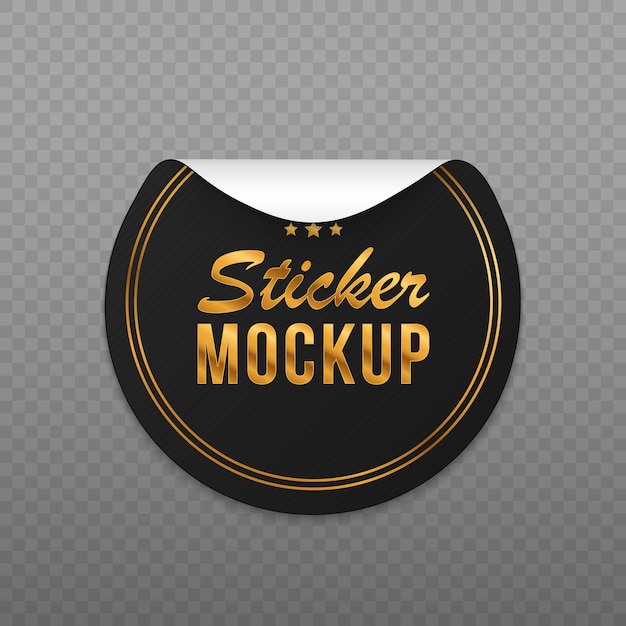 Vector mockup realistic paper round sticker black round paper adhesive sticker