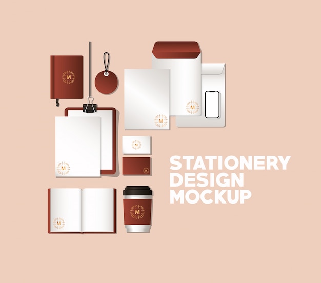 Mockup set with brown branding