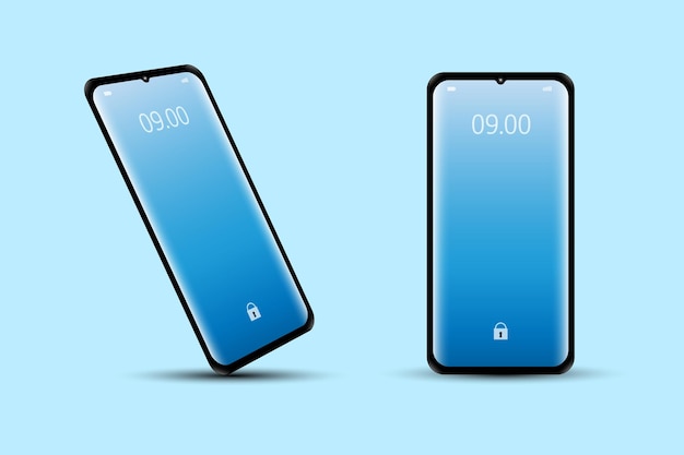 現代の現実的なスタイルのスマートフォンまたは携帯電話のモックアップ