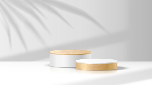 Mockup stage with palm shadow realistic vector illustration