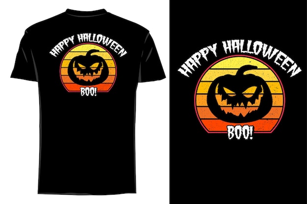 Mockup t-shirt silhouet happy halloween retro vintage