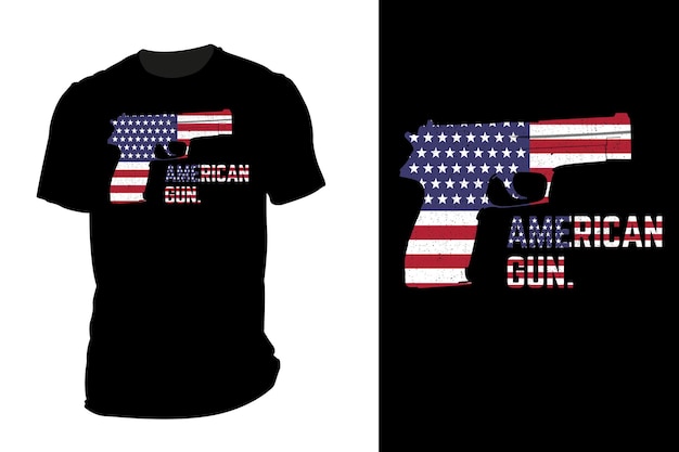 Mockup t-shirt silhouette american gun retro vintage