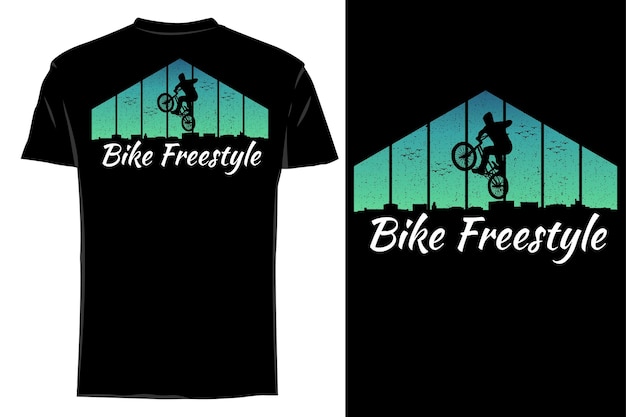 Mockup t-shirt silhouette bike freestyle retro vintage