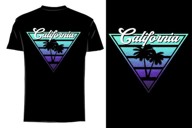 Mockup t-shirt silhouette california retrò vintage