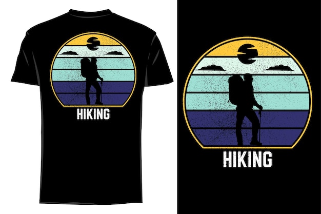 Mockup t-shirt silhouette hiking retro vintage