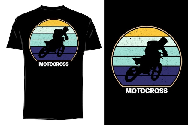 Mockup t-shirt silhouette motocross classic retro vintage