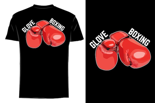 Vettore mockup t-shirt vettore guanto rosso boxe retrò vintage