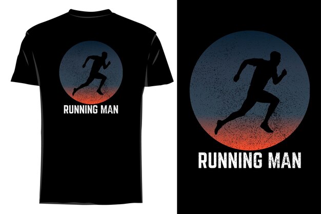 Mockup tshirt silhouette running man retro vintage