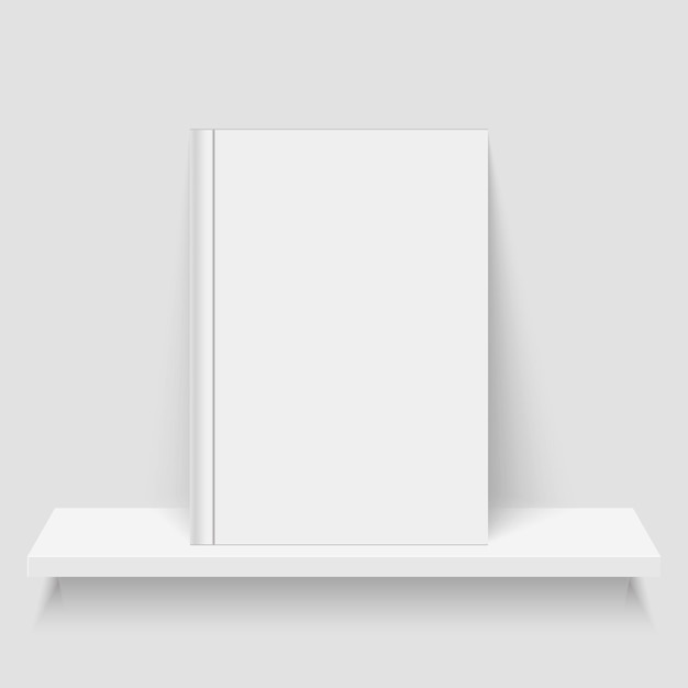 Mockup van een leeg boek op een plank realistische vectorillustratie
