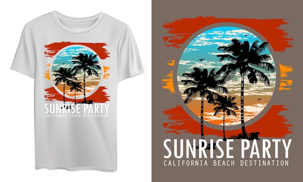 Mockup vector t-shirt illustratie zonsopgang feest landschap natuur ontwerp