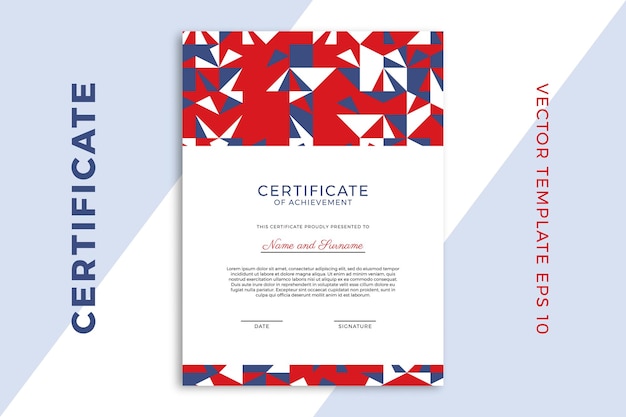 Vector mockup voor een verticaal zakelijk diploma voor afstuderen of voltooiing van een cursus trendy ontwerp van certificaat