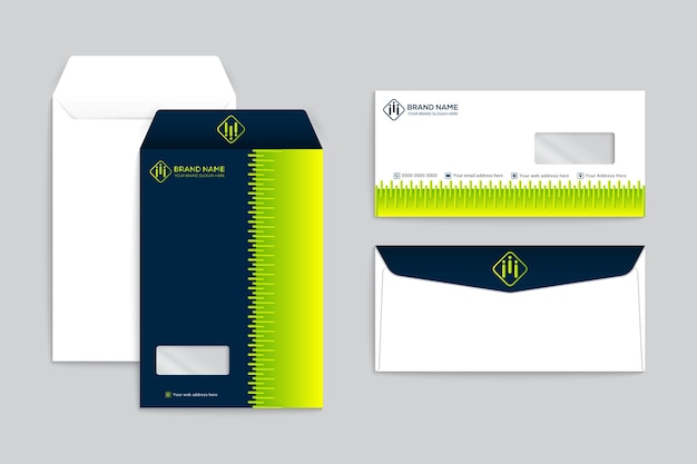 Mockup voor en achter envelop