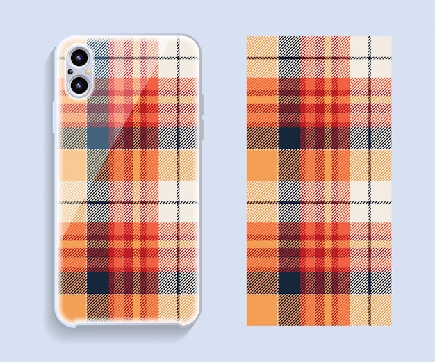 Mockup voor smartphone-omslag. Sjabloon geometrisch patroon voor achterste deel van de mobiele telefoon.