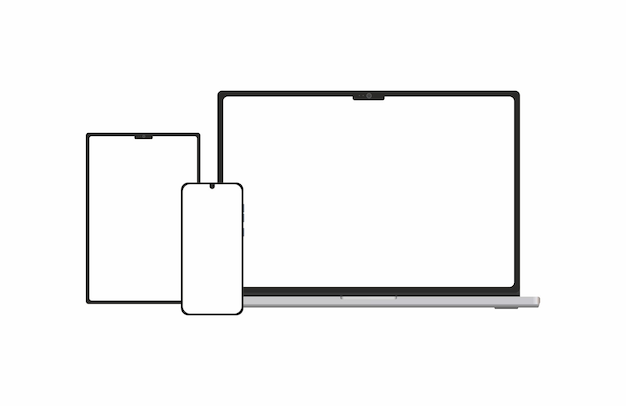 Vector mockup with smartphone laptop and tablet