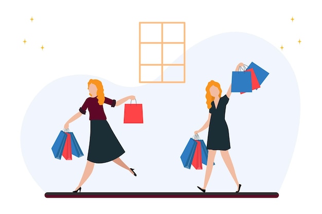 Mode assistent loopt boodschappen vector illustratie