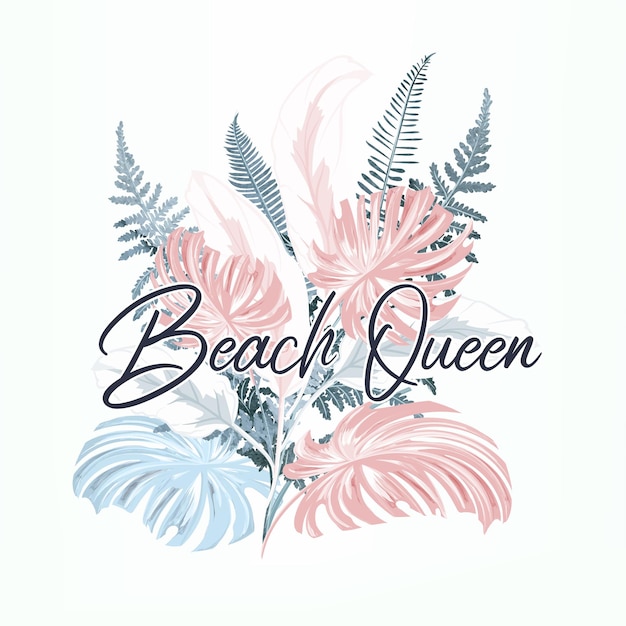 Mode illustratie vector palmbladeren strand koningin print