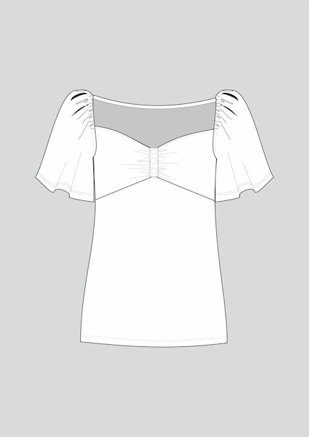 Vector mode nek gedetailleerde engel mouw blouse technisch getekend