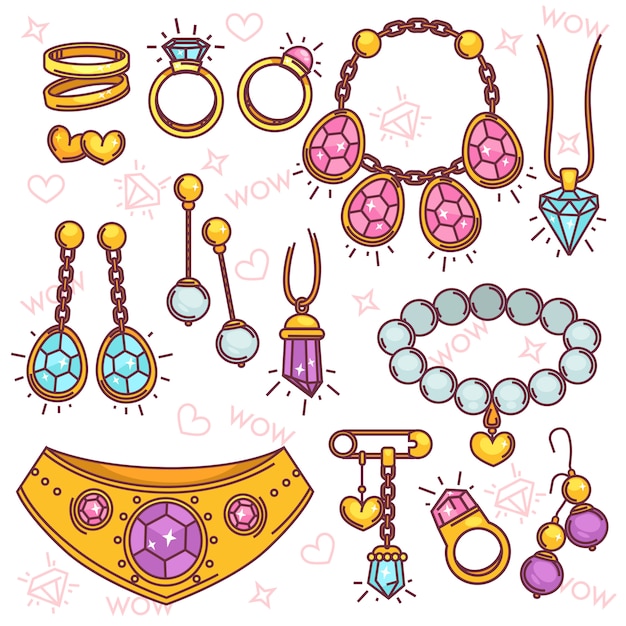 Vector mode-sieraden vector set.