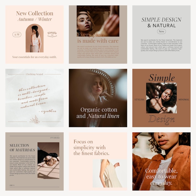 Mode sociale media verkoop vector sjabloon met herfst/winter dameskleding promotie collectie