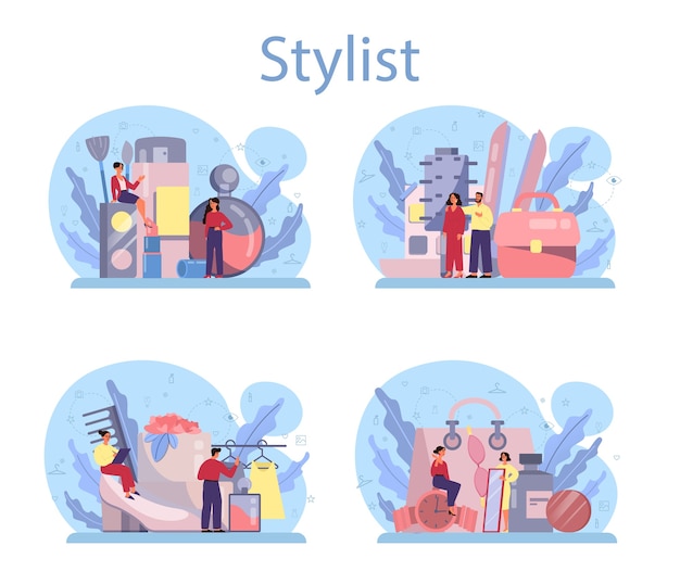 Mode stylist concept set.