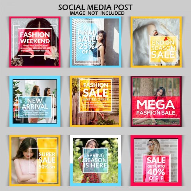 Mode verkoop banner of instagram vierkante banner set