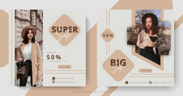 Mode verkoop social media post banner sjablonen premium Vector