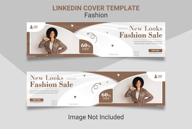 Mode verkoop sociale media LinkedIn omslag ontwerpsjabloon.