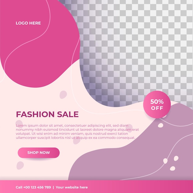 Mode verkoop sociale media post of web banner sjabloonontwerp met abstracte luxe achtergrond logo en pictogram zomer of winter moderne stijl vrouw jurk zakelijke online marketing poster flyer