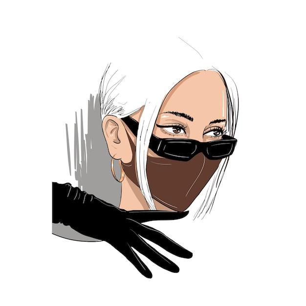 Vector mode vrouw in beschermend masker en glazen illustratie
