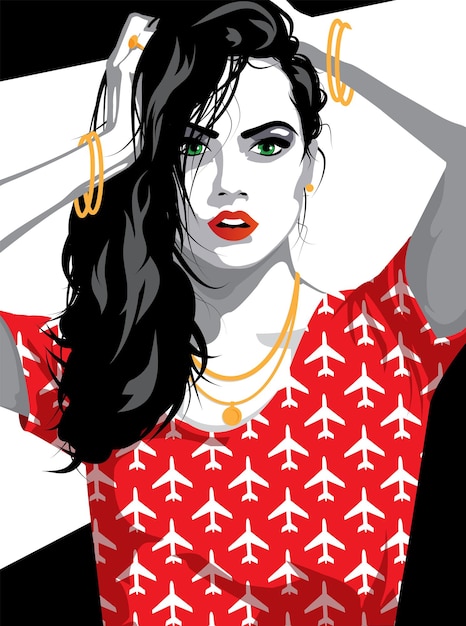 Mode vrouw in stijl popart. illustratie