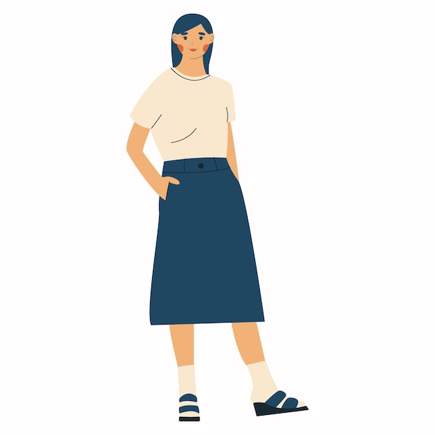 Mode vrouw in trendy kleding Platte cartoon vectorillustratie geïsoleerd op een witte achtergrond