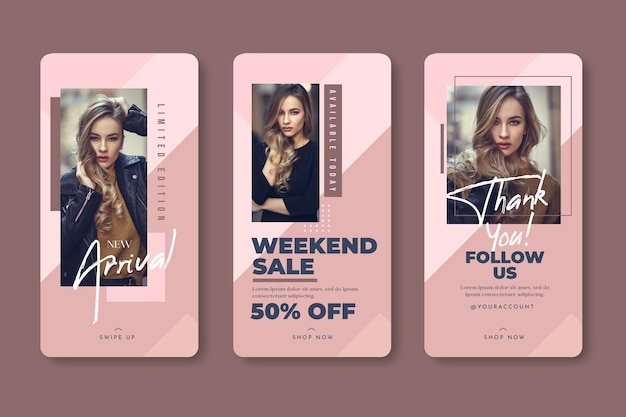 Mode vrouw instagram verhalen sjabloon verkoop