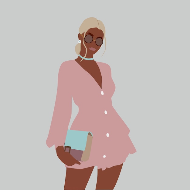 model girl in a pink dress