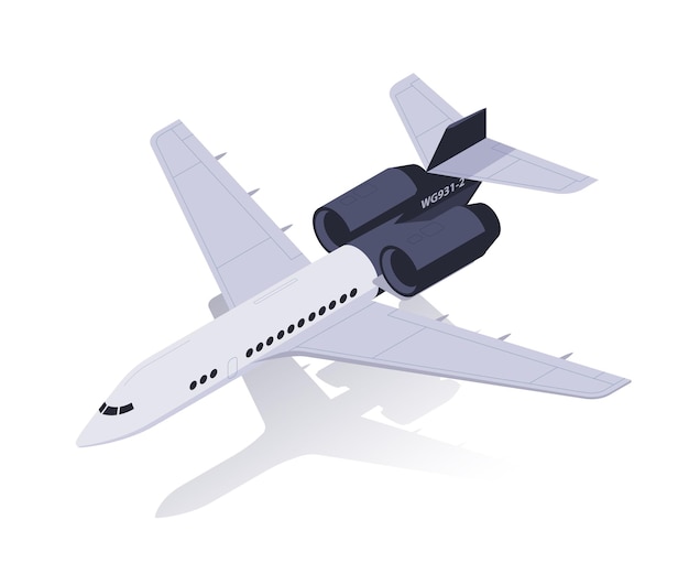 Vector model van een passagiersvliegtuig dat het reis- en transportconcept toont isometrische vector