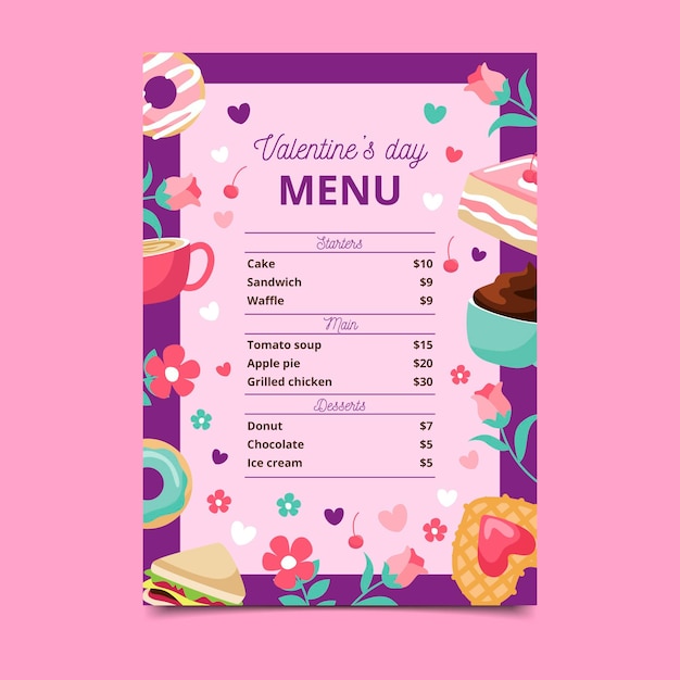 Modelo do dia dos namorados para menu