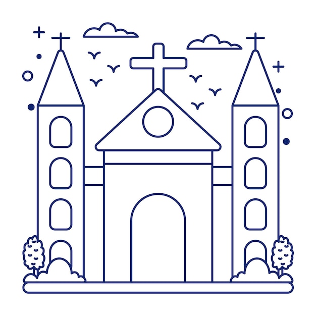 Vettore icona del design moderno della chiesa cattolica