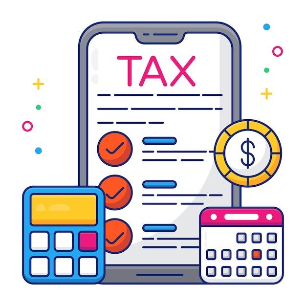 Vector modem design icon of mobile tax schedule