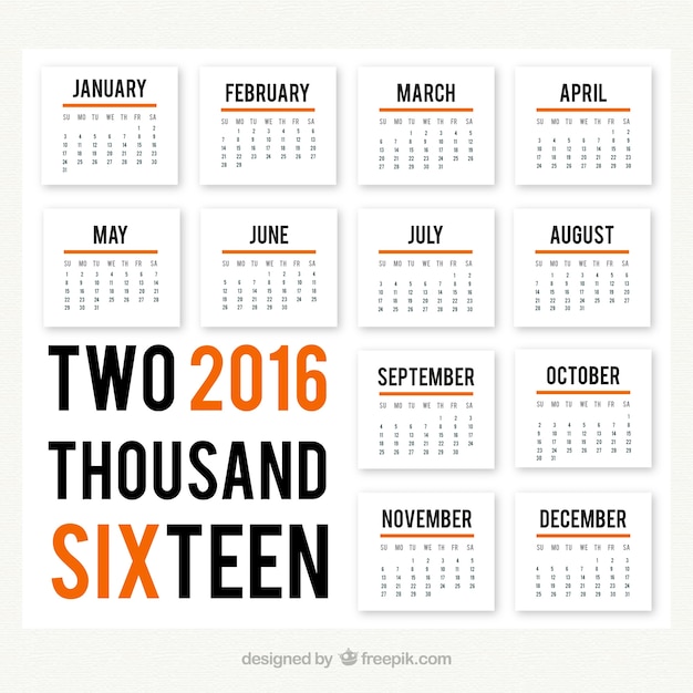 Modern 2016 calendar