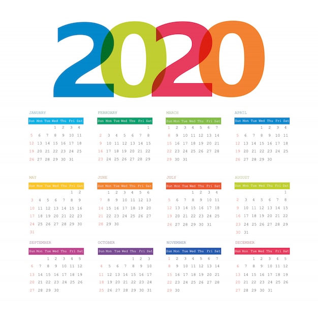 Modello di calendario moderno 2020