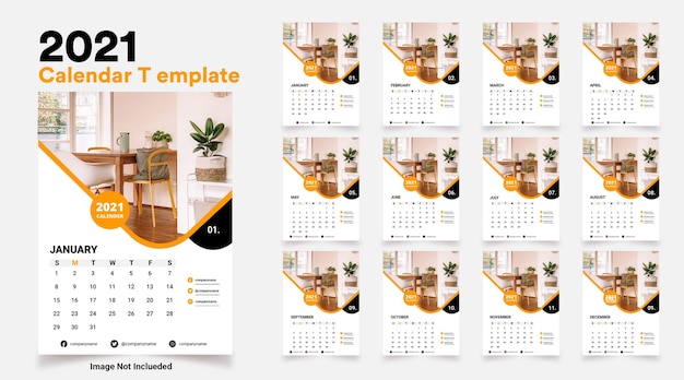 Modello di progettazione del calendario in stile business moderno 2021