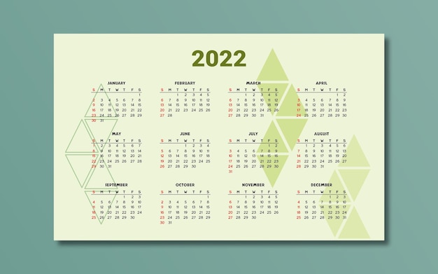 Design moderno del modello di calendario 2022