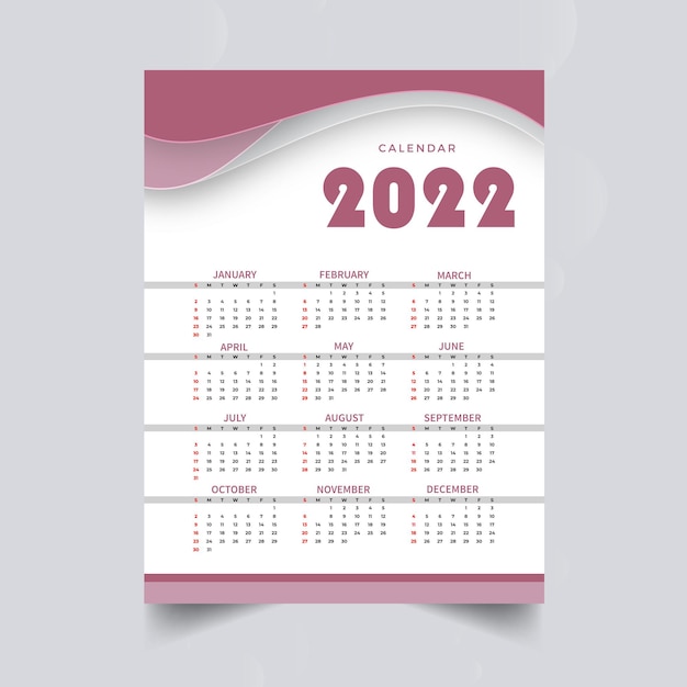 Modern 2022 new year calendar design template design