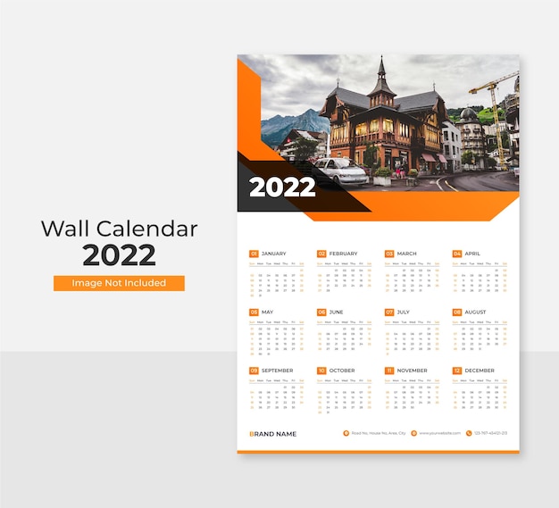 modern 2022 wall calendar design print template 